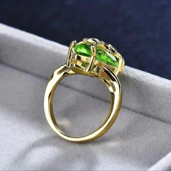 2 LEFT! Gold Dragonfly Wrapped Green Stone Ring - Picture 3 of 5